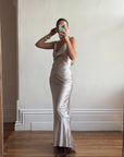 Vintage 90s Australian Made Backless Shell Satin Dress