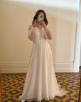 Vintage 70s Long Sleeved Boheme Bridal Dress