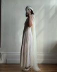 Vintage 30s Bias Cut Lace Wedding Dress Creme