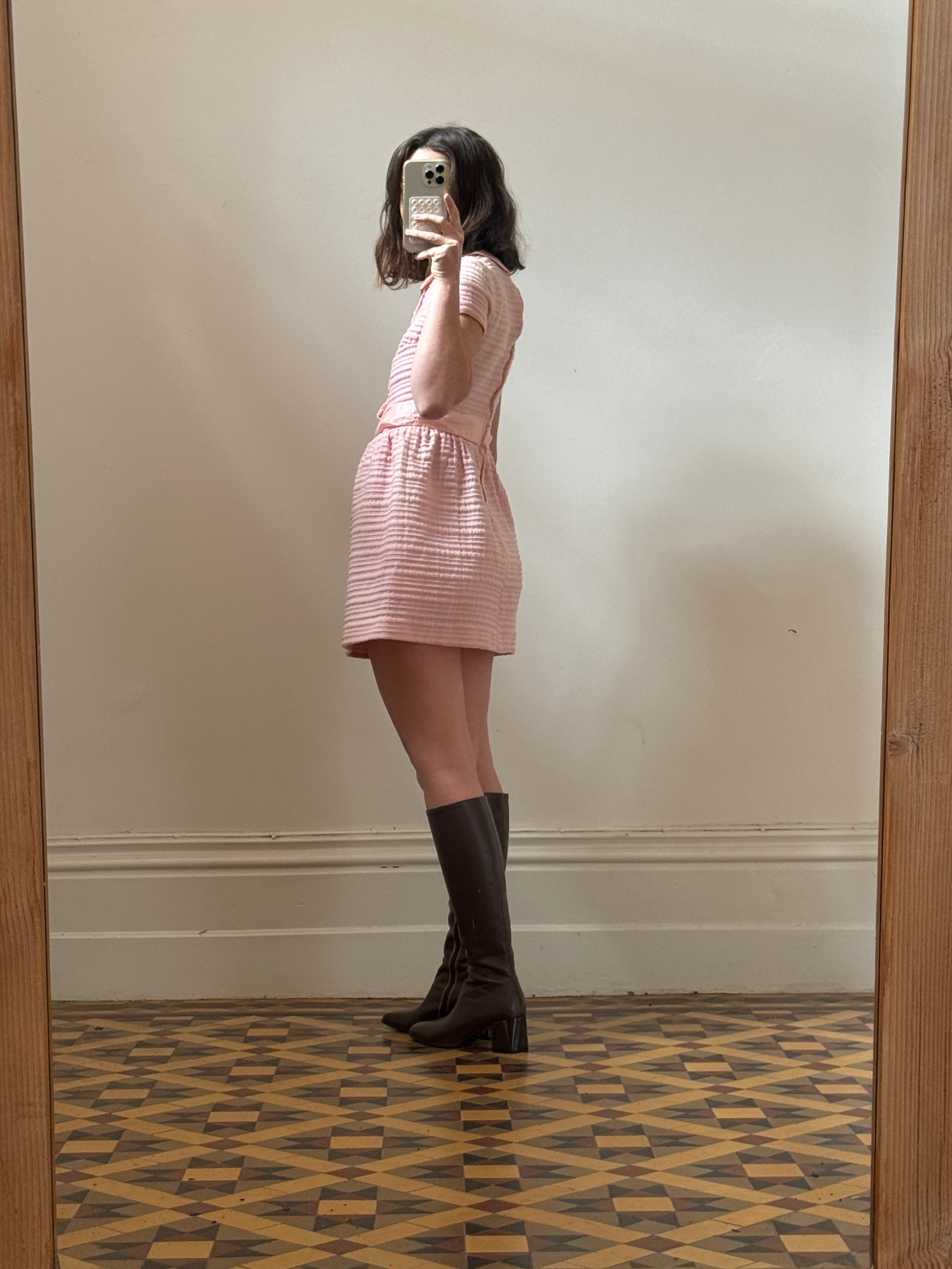 Vintage 60s Pure Wool Micro Mini Dress Baby Pink