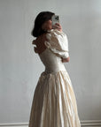 Vintage Puff Sleeve Rosette Bridal Gown