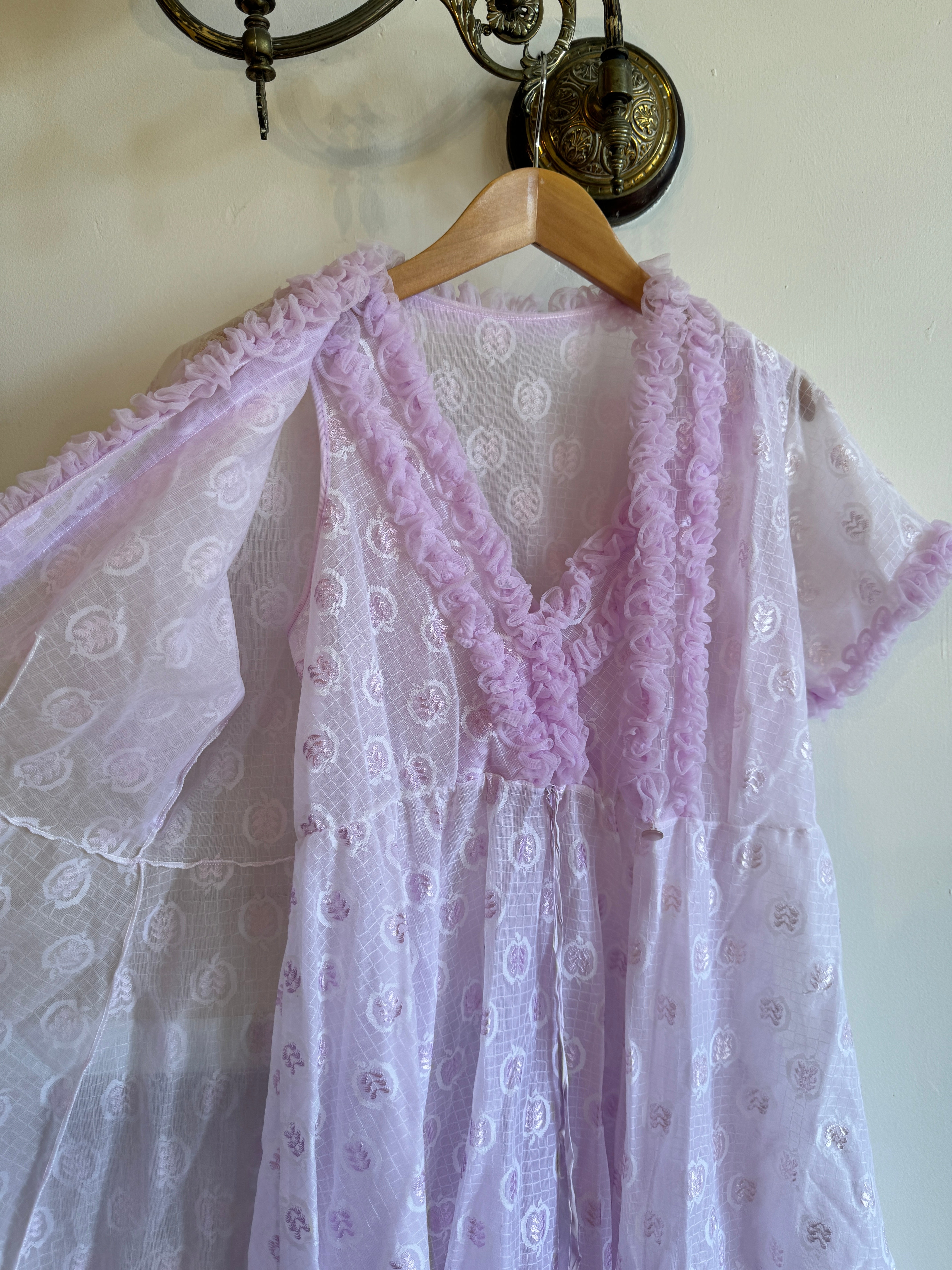 Vintage 50s Frou Frou Lilac Dress and Cape Set