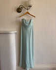 Vintage 90s Aqua Shimmer Strapless Gown