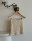 Vintage Sequin Knit Micro Mini Skirt Creme