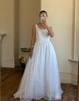 Vintage 90s Scoop Neck Floral Wedding Dress