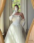 Vintage 90s Rosette Tulle Princess Wedding Gown with Gloves
