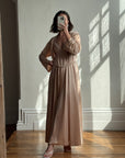 Vintage 80s Champagne Peach Robe and Slip Set