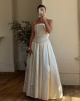 Vintage 90s Princess Brocade Champagne Wedding Gown