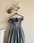 Vintage 80s Taffeta Gown Duck Egg Blue