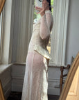 Vintage 20s Sheer Lace Bias Cut Wedding Gown