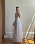 Vintage 70s Organza Sheer Stripe Wedding Dress