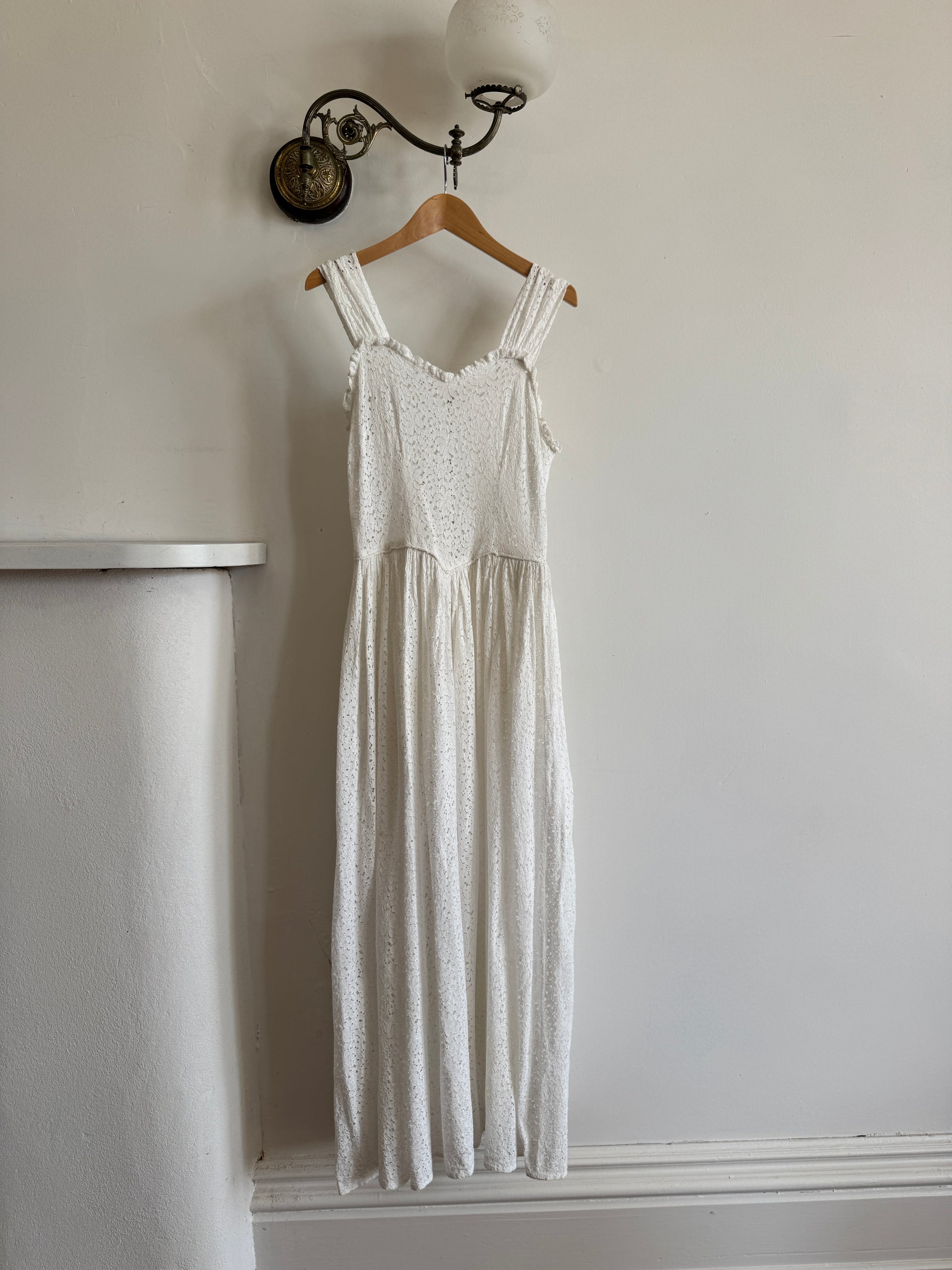 Vintage 40s Cotton Lace Strappy Bridal Sundress