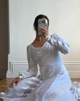 Vintage 40s Liquid Silk Satin Sheer Lace Wedding Gown