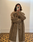 Vintage Brown Herringbone Wool Coat