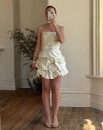 Vintage 90s Bubble Bridal Micro Mini Champagne