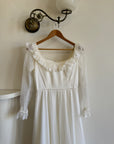 Vintage 70s Polka Scoop Neck Wedding Dress