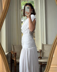 Vintage 80s Draped Jersey Australian Made Wedding Dress White