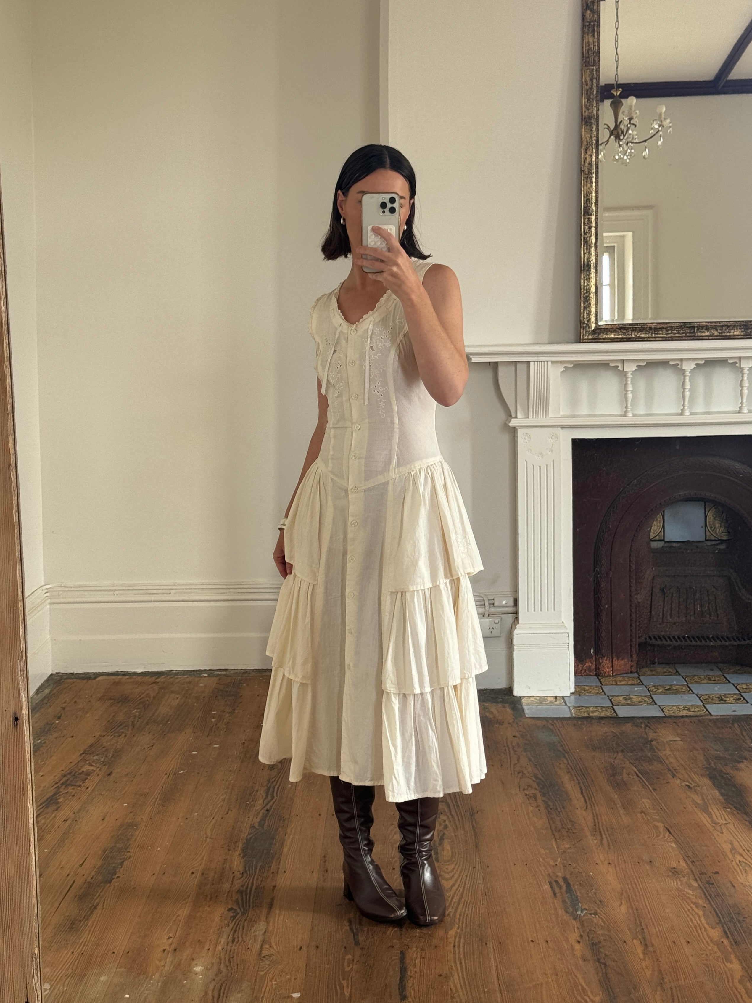 Vintage 80s Cotton Tiered Sundress