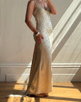 Vintage 90s Pure Silk Rhinestone Crossover Gown