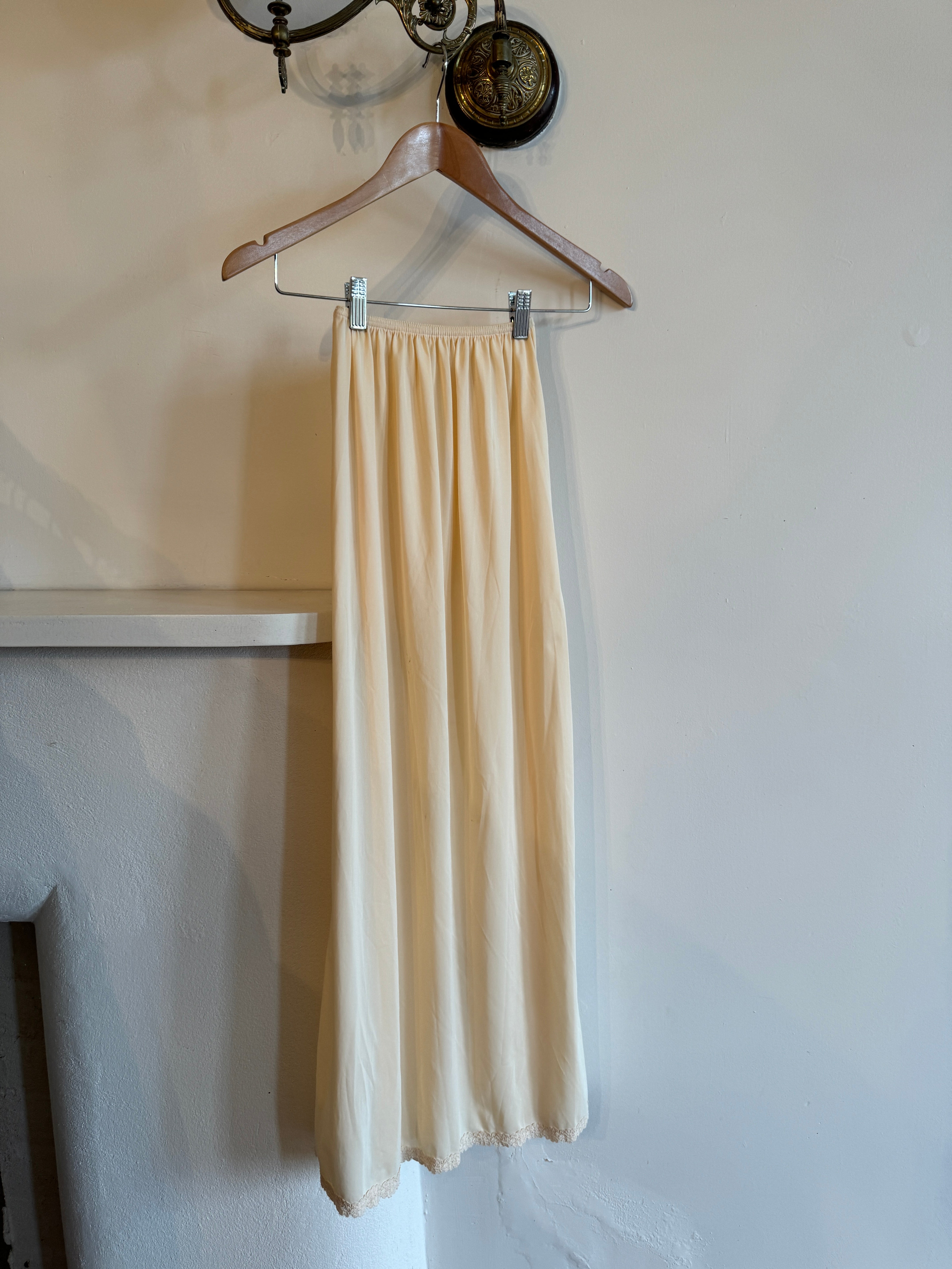 Vintage Long Slip Skirt Creme Brulee