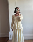 Vintage 70s Tiered Lace Tunic Wedding Dress Creme