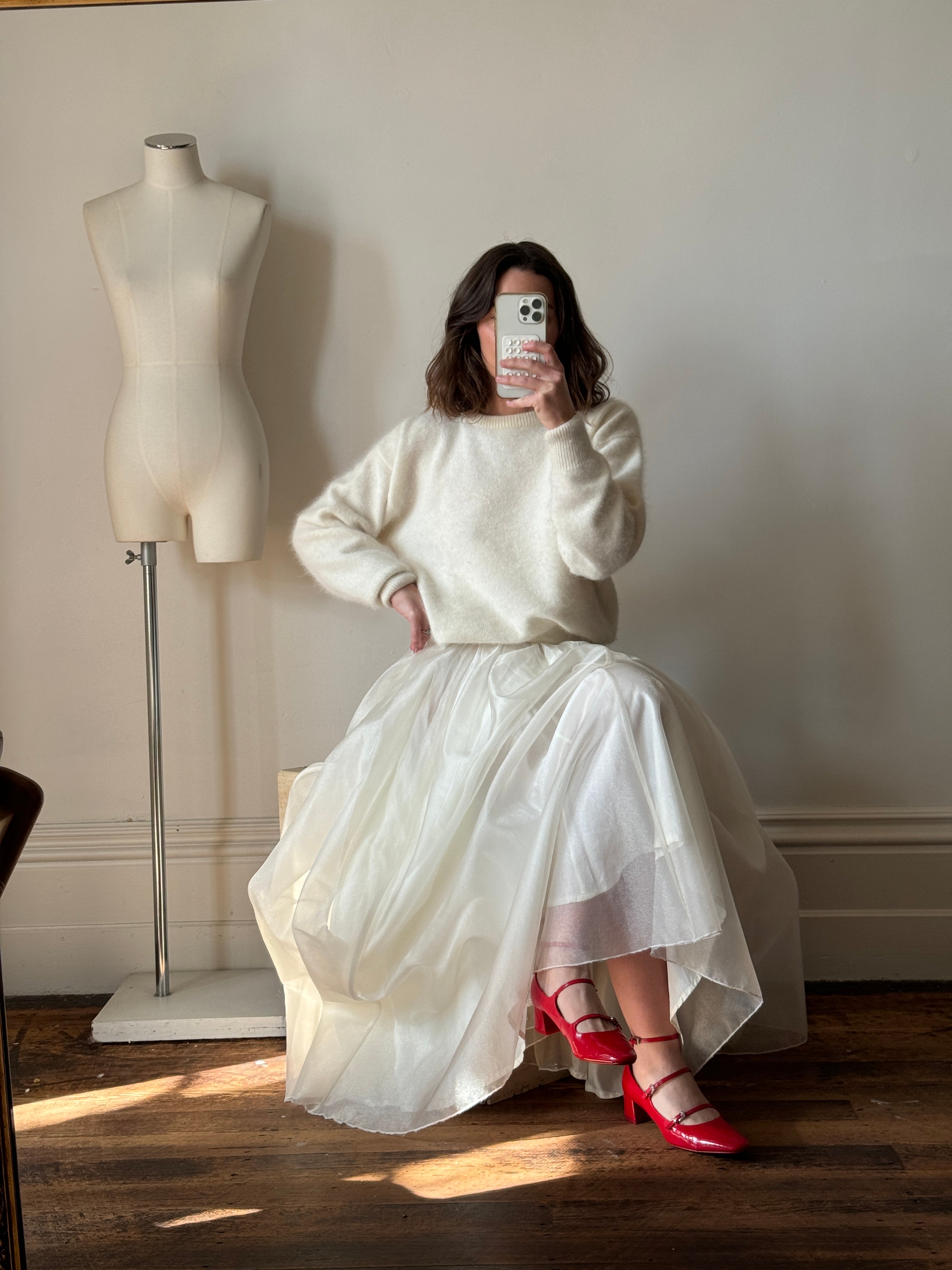 Vintage Sheer Tulle Midi Skirt