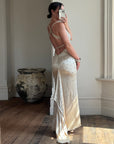 Vintage 90s Pure Silk Rhinestone Crossover Gown