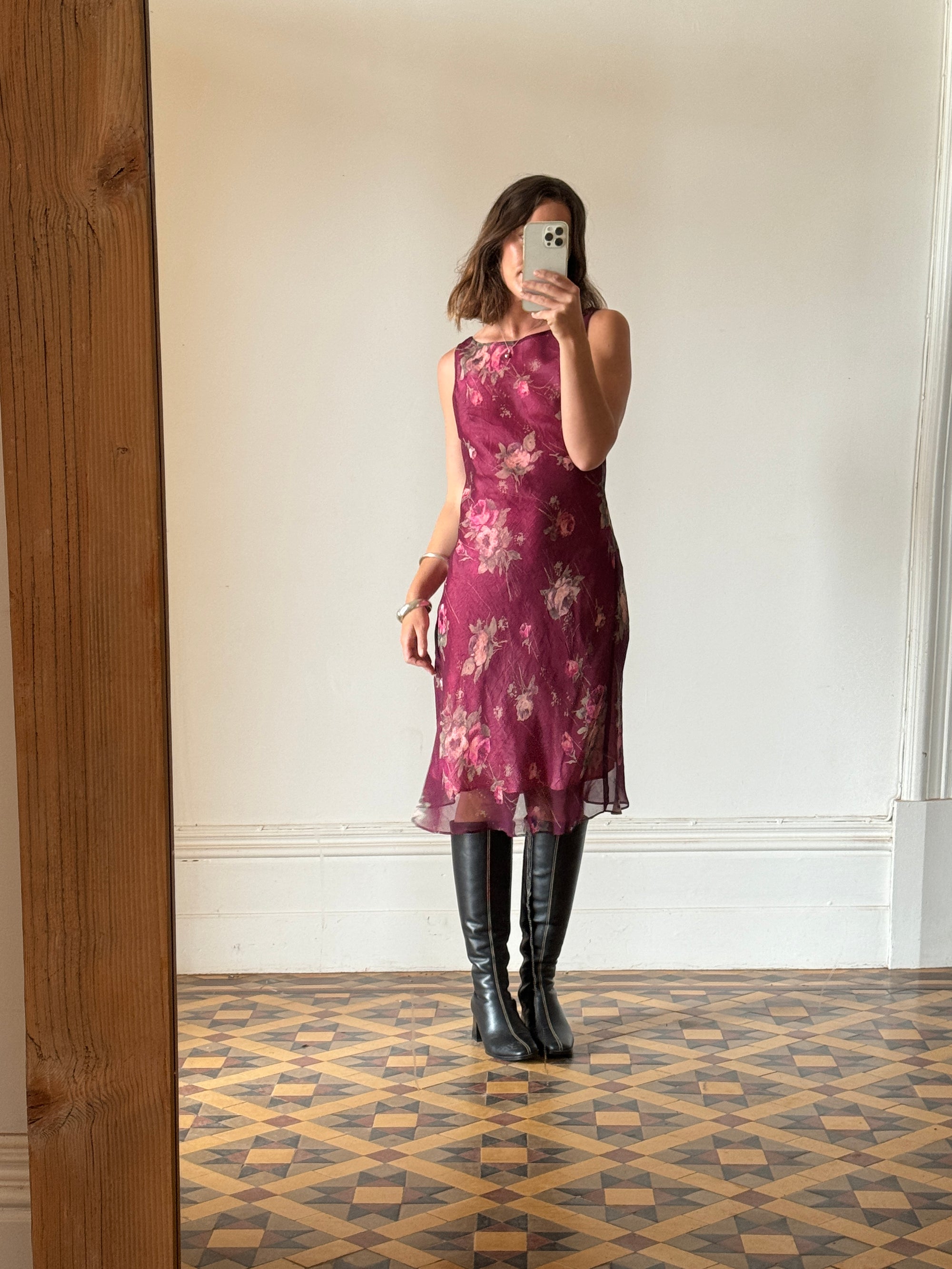 Vintage 90s Plum Floral Sundress