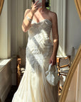 Vintage 90s Pure Silk Couture Drop Waist Wedding Gown