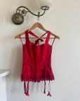 Vintage Y2K Halter Lace Up Corset Red