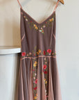 Vintage Y2K Mocha Silk Mesh Fairy Dress Sequin Floral