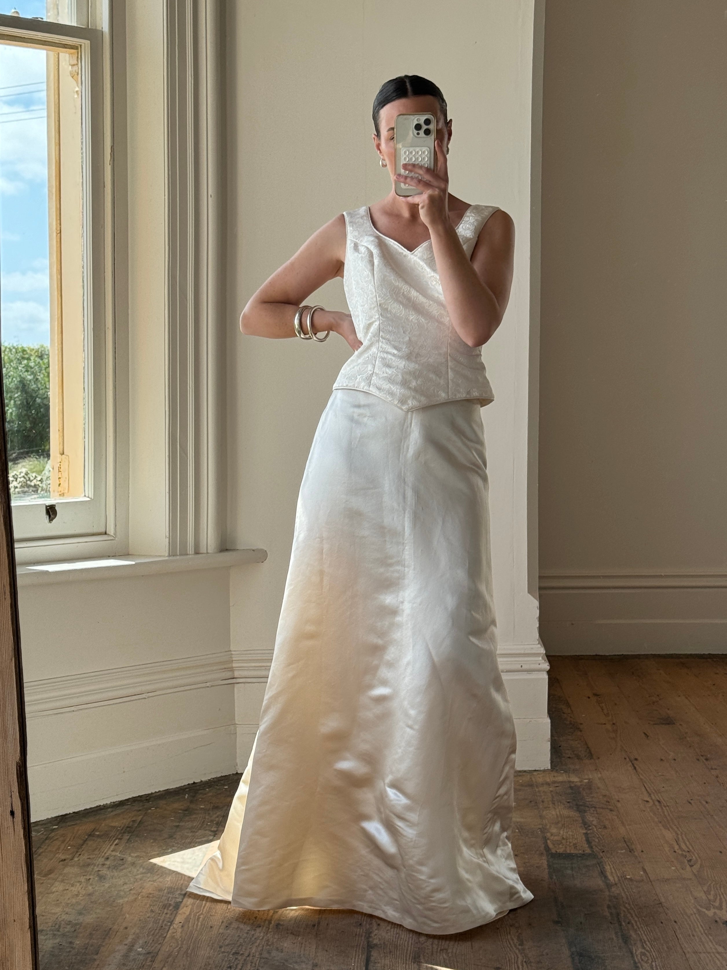 Vintage 90s Classic Satin Bridal Skirt