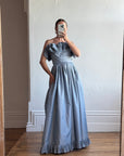 Vintage 80s Taffeta Gown Duck Egg Blue