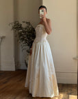 Vintage 90s Princess Brocade Champagne Wedding Gown