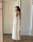 Vintage V Neck Sheer Vine Wedding Dress