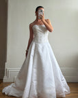 Vintage Y2K Crystal Satin Pleated Wedding Gown