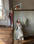 Vintage 30s Bias Cut Lace Wedding Dress Creme
