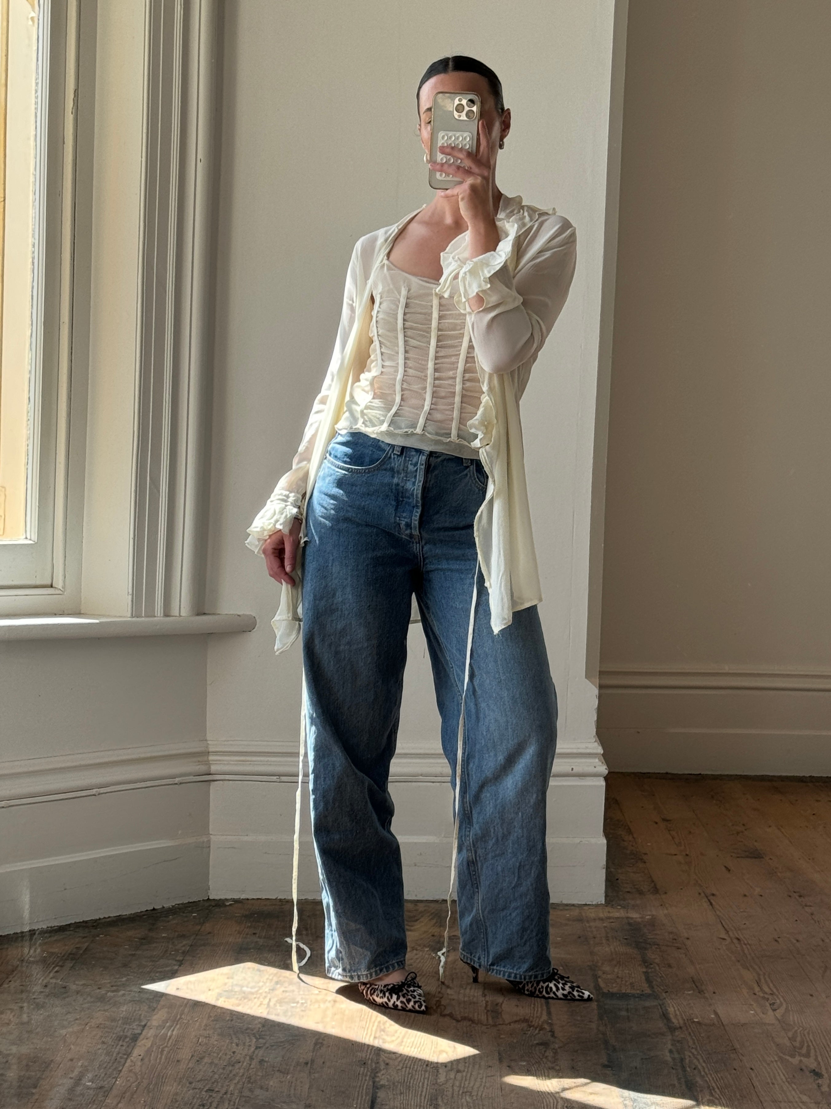 Vintage 90s Mesh Boned Camisole and Wrap Top Set