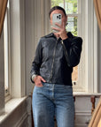 Vintage 90s Cropped Zip Front Leather Jacket
