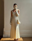 Vintage 90s Beaded Fluted Bridal Slip Set