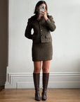 Vintage 90s Italian Chocolate Plaid Twin Faux Fur Set