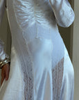 Vintage 40s Liquid Silk Satin Sheer Lace Wedding Gown