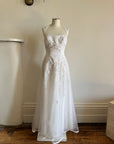 Vintage 90s Basque Halter Embellished Wedding Gown