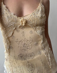 Vintage 90s DKNY Pure Silk Embroidered Camisole Creme