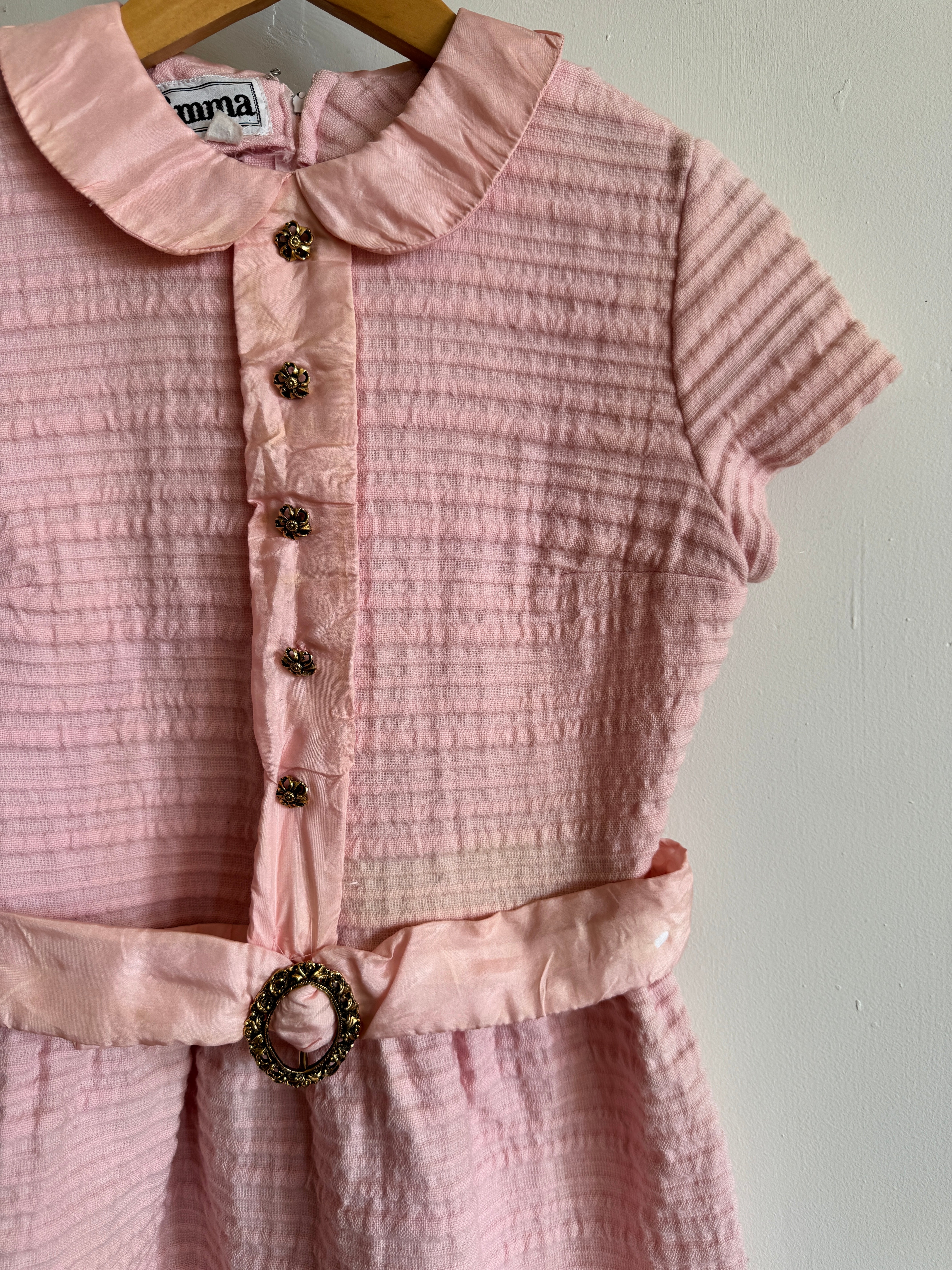 Vintage 60s Pure Wool Micro Mini Dress Baby Pink