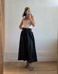 Vintage 70s Black Full Circle Taffeta Maxi Skirt