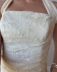 Vintage 90s Beaded Halter Two Piece Bridal Slip Set