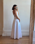 Vintage 90s Satin Jacquard Corset Wedding Dress