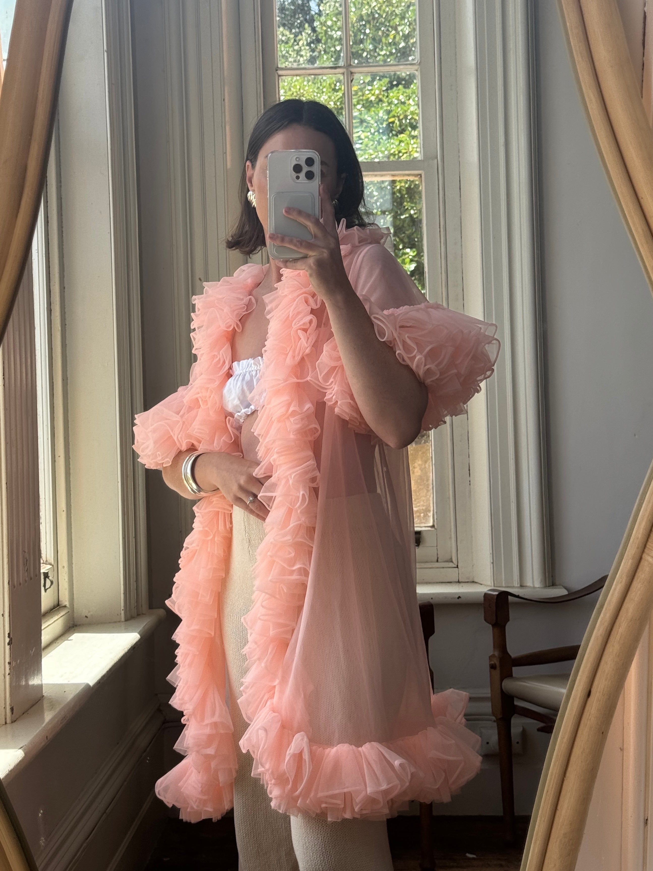 Vintage 50s Ruffled Cape Peach