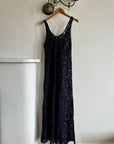 Vintage 90s Burnt Velvet Sheer Slip Dress Eggplant